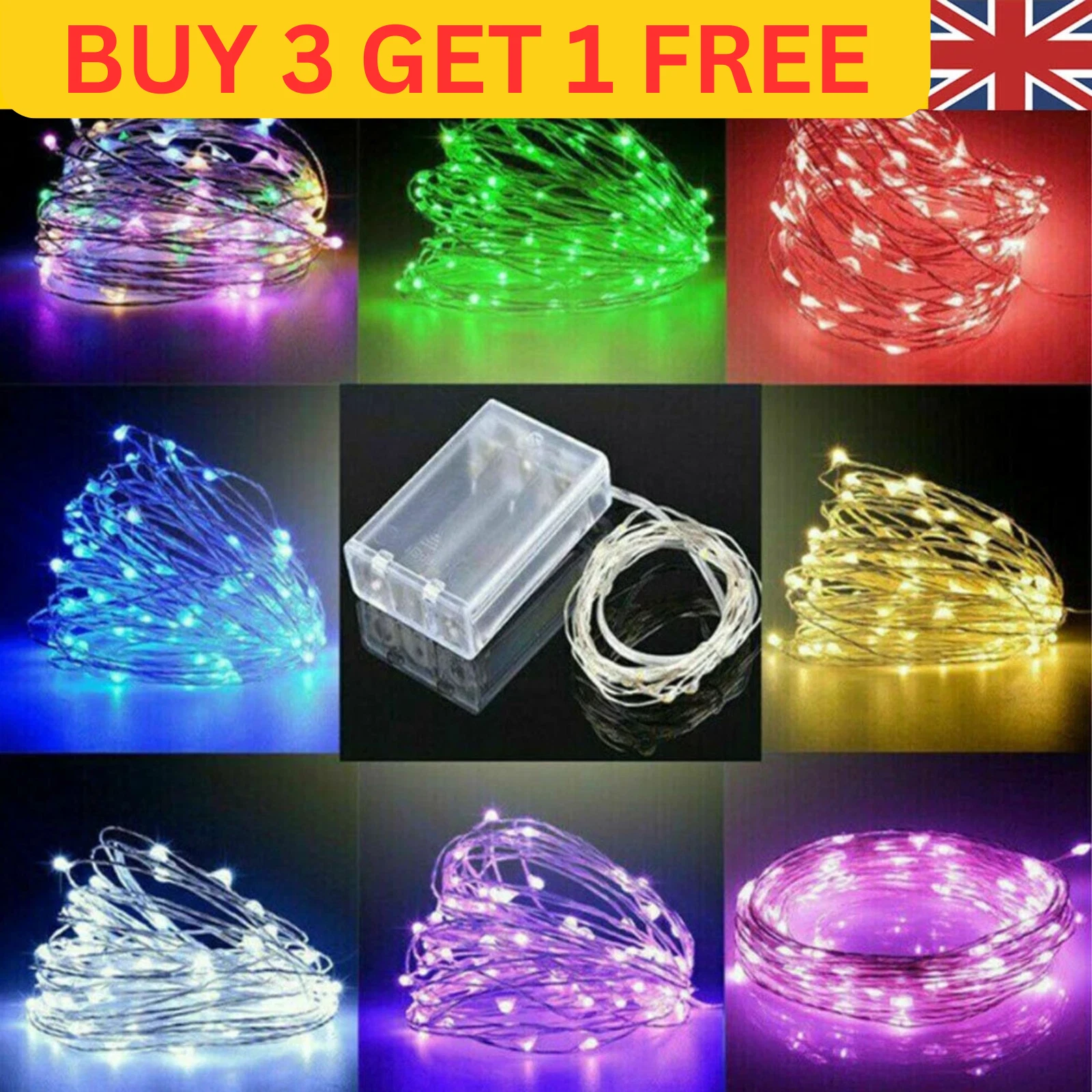 LED Fairy Lights – 1M (10 LEDs) / 2M (20 LEDs) / 3M (30 LEDs) – Multicolour