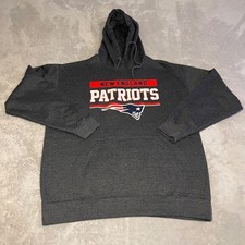 New England Patriots NFL Team Apparel Hoodie Mens Large Charcoal Gray Fleece L