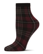 MeMoi Women's Perfect Plaid Stretch Anklet Sock Black One Size Size,