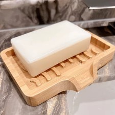 Bamboo Soap Dish Holder Tray, Wood Bar Soap Saver Self Draining Soap Case for Ba