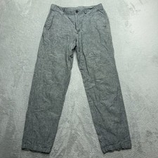 Uniqlo Pants Womens Small Gray Cotton Linen Blend Elastic Waist Trousers