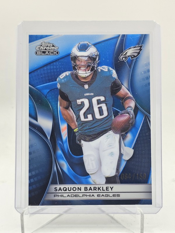 SAQUON BARKLEY 2025 TOPPS CHROME BLACK BLUE REFRACTOR /150 #82 EAGLES Q6608