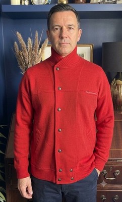 Vintage Svevo 100% Wolle Pullover Pulli Cardigan Made In Italy EU 52 XL Rot