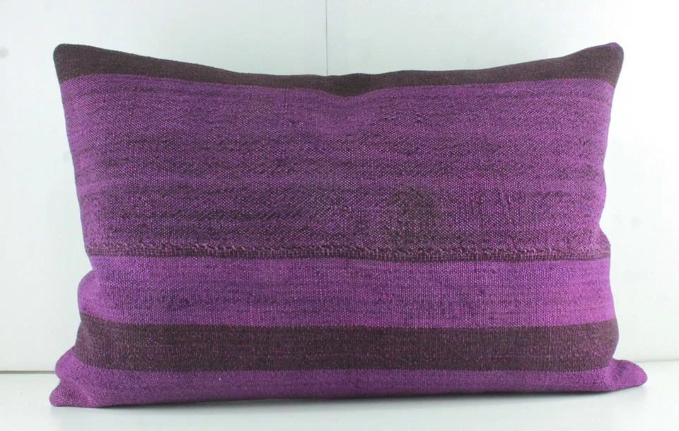 Funda Almohada Lumbar Turca Decorativa Kilim 16x23 Púrpura Kilim Sofá Cojín Foto 4 de 4