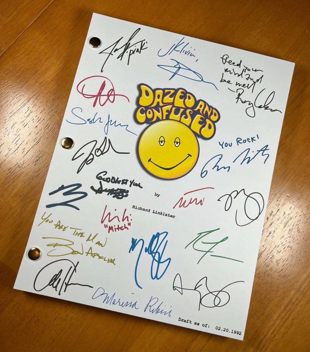 Dazed and Confused Script Signed- Autograph Reprints- 118