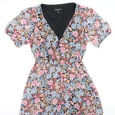 INC INTERBATIONAL CONCEPTS PINK 8 FLORAL FLOWERS SHEER DRESS WOMENS DEFECT