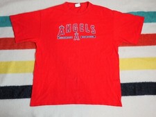 Y2k 2000s LEE Sport ANAHEIM ANGELS Red MLB Baseball Graphic Tee T-Shirt Mens XL