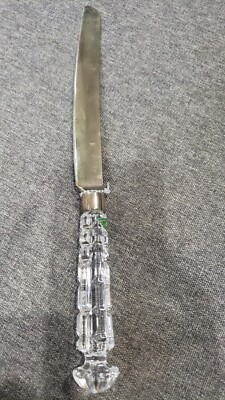 Vtg Bread Knife Crystal Diamond Cut Handle Shannon Ireland 
