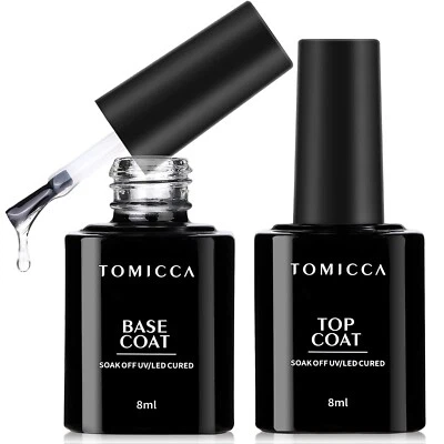 BESUCHE DEN TOMICCA-STORE Base Coat Top Coat Gel UV Set, Primer UV Nagellack Base und Top Coat Set Für Gel