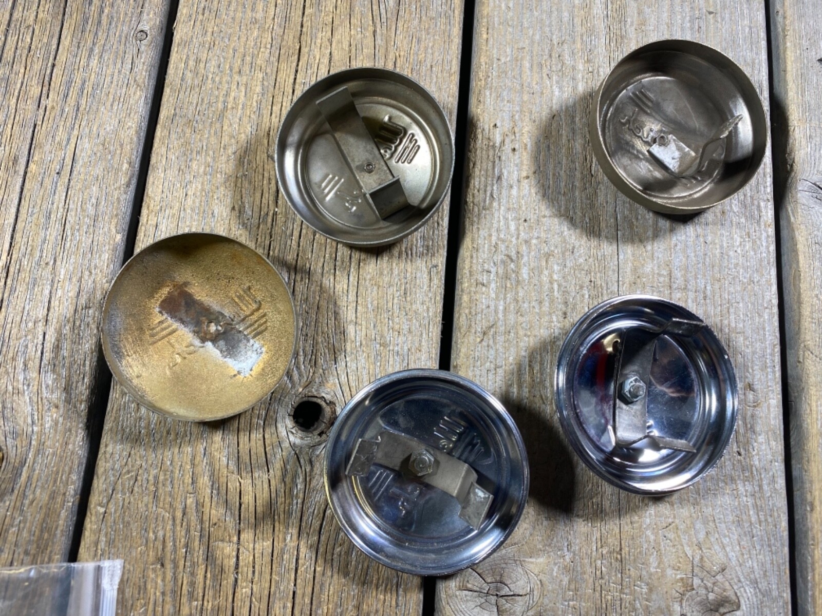 VINTAGE PEDAL CAR HUB CAPS ANTIQUE PULL WAGON WHEEL COVER HUB CAPS