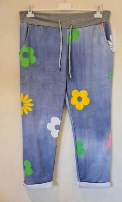 Italienische Lagenlook Magic Pants Daisy Crop Jogginghose Hose One Size Plus 16-20
