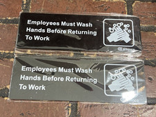 Pack of 2 Employees Must Wash Hands Before Returning to Work Sign 9"x 3"