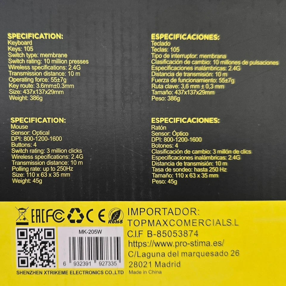 KIT TECLADO COMBO INALAMBRICO y RATON USB WIRELES TECLADO ESPAÑOL CON LETRA Ñ - Imagen 4 de 4