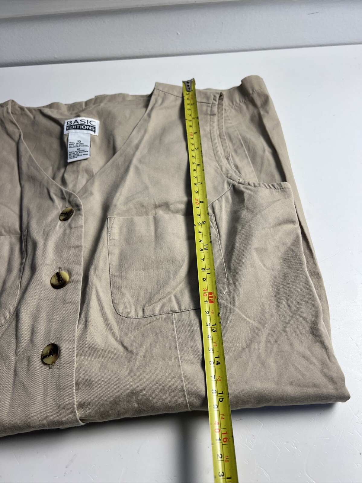 Basic Editions Khaki Cotton Button Down Shirt Dre… - image 8