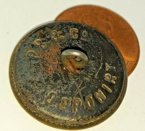 Antique Brass Button Shell P B & Co Deponirt Wire Shank 7/8" - Picture 5 of 6