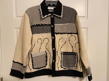 Women 80s Vintage Yak Magic Jacket M Embroidered Nepal Lined Art Wear Cream
