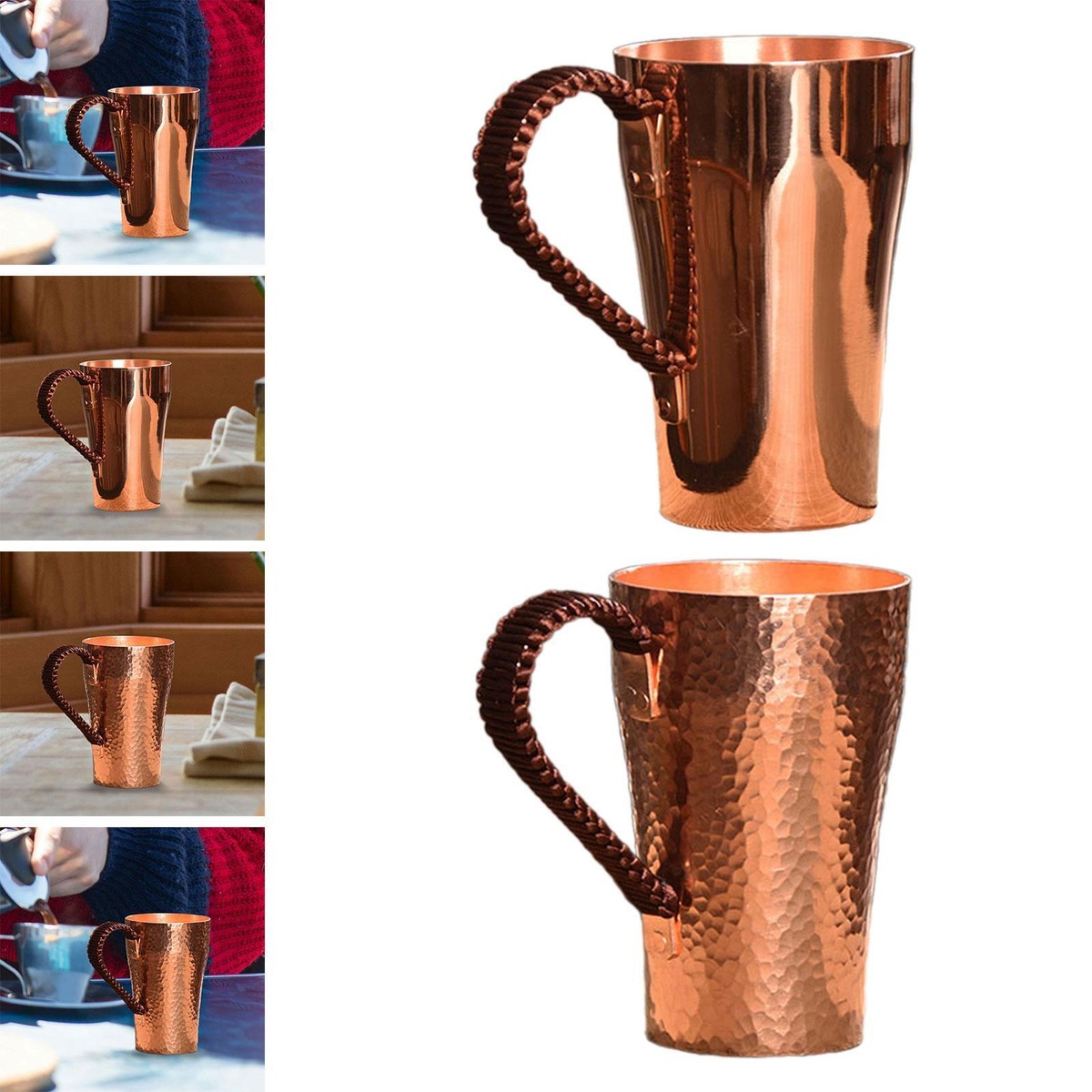 Copper Coffee Mug with Handle Handmade Pure Copper Cup for Tea