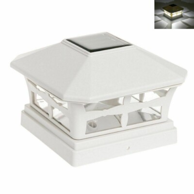 1/2/4/6/8/10/12 Pc Solar Off White Finish Cap LED Light For 4'' / 5'' / 6'' Post
