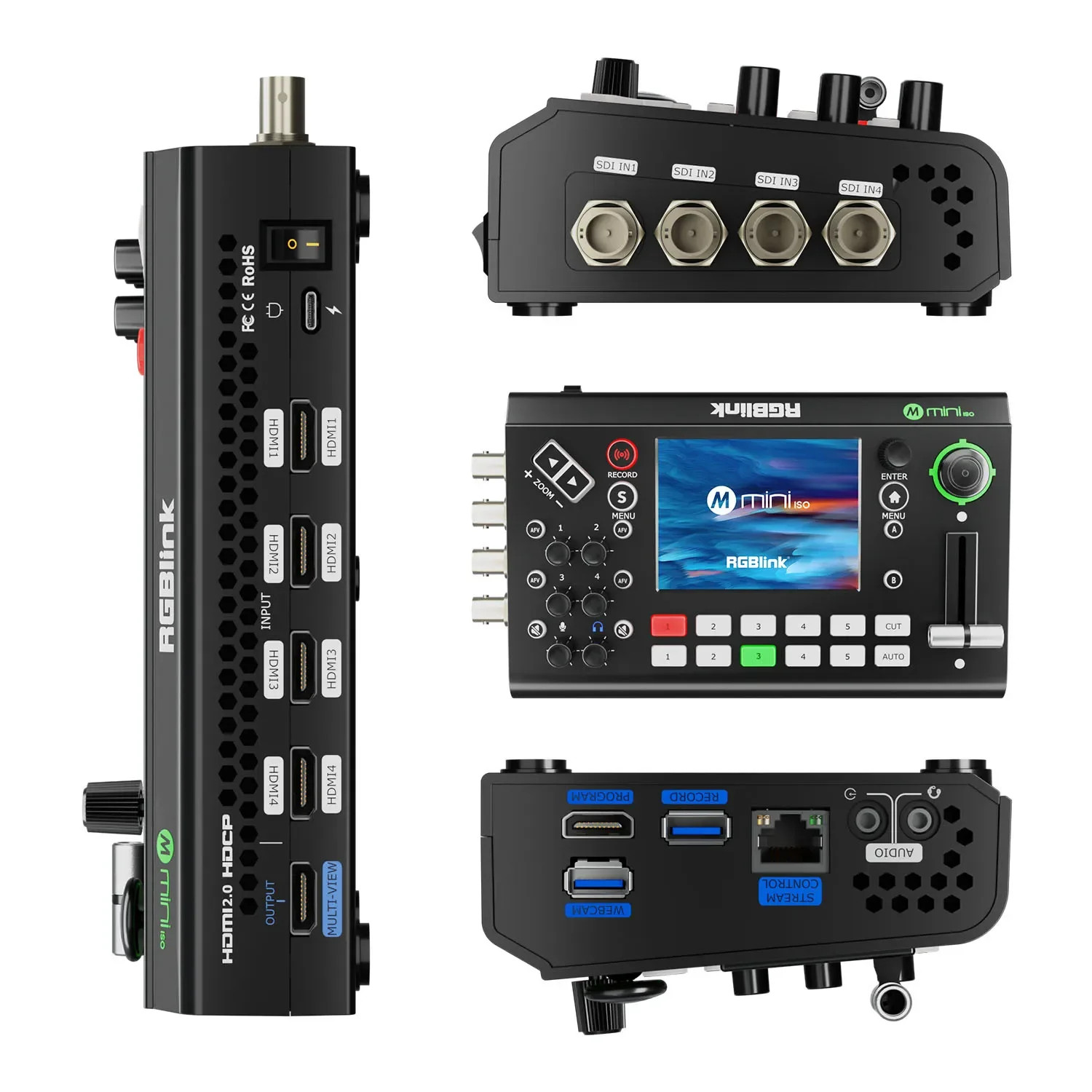 RGBlink Mini-ISO 10-Ch SDI 4K HDMI Broadcast Video Switcher for Live Streaming
