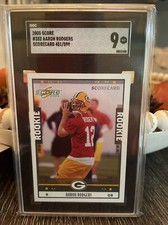 AARON RODGERS 2005 SCORE ROOKIE SCORECARD / 599 FOOTBALL CARD SGC 9 /MINT+