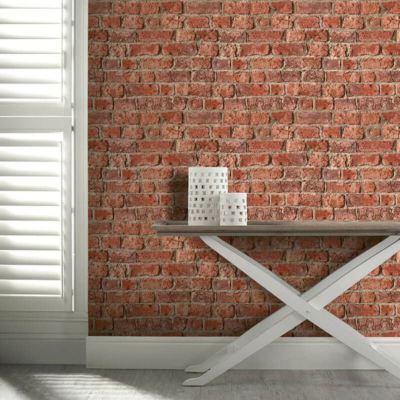 Urban Brick Rot Tapete 3D Effekt Steinmauer Schiefer Realistisch Arthouse