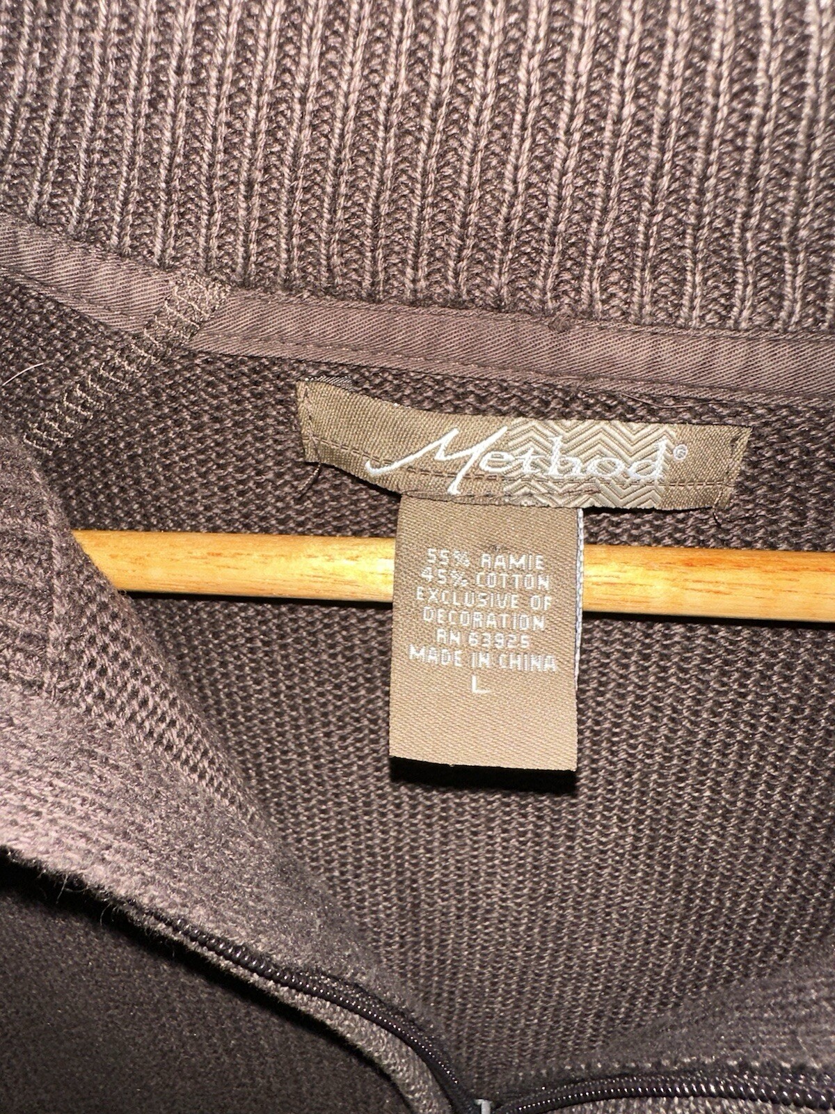 Method Brown Knit Quarter Zip Pullover Sweater Me… - image 4