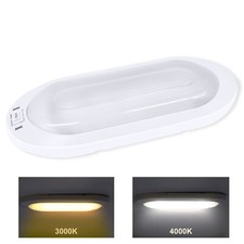 Facon 12V LED RV Interior Ceiling Oval Pancake Light with Switch Warm/Cool White