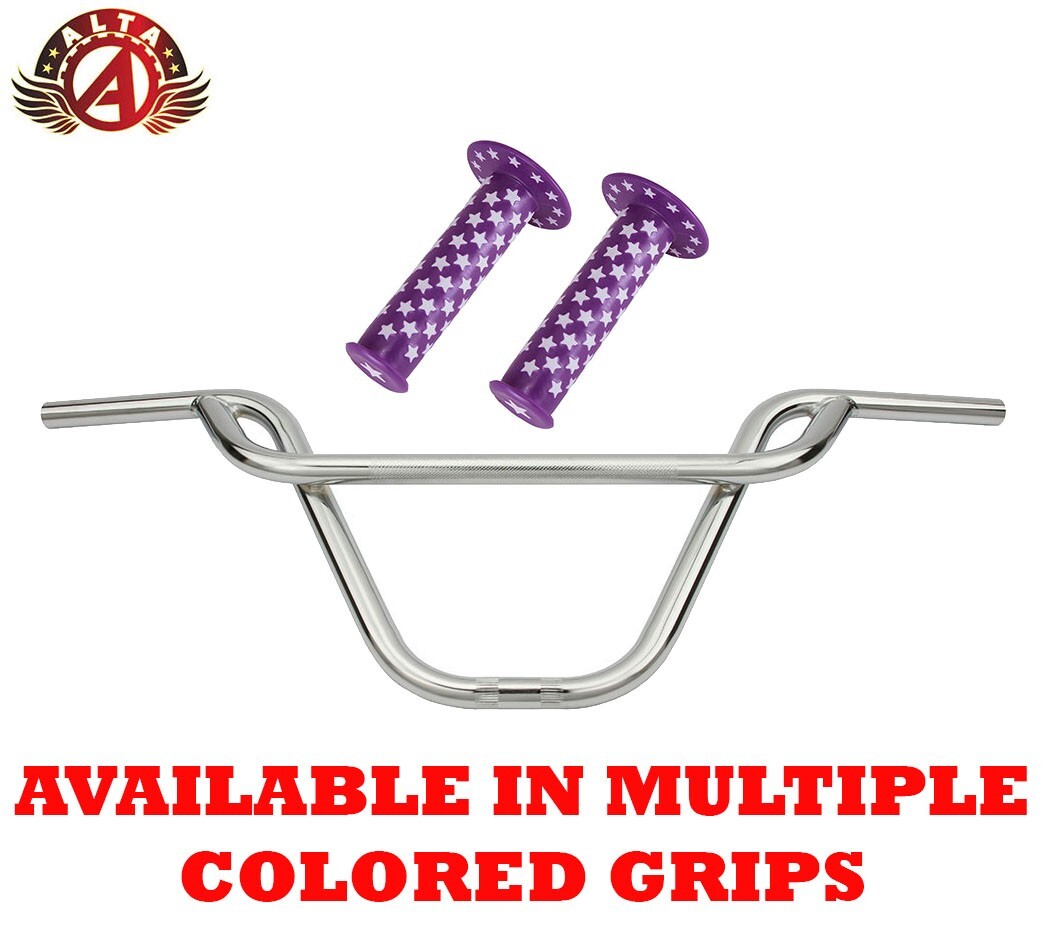 ALTA BMX Old School PRETZEL Chrome Handlebar W/ WHITE STARS BMX