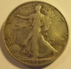1939 S Walking Liberty Half Dollar, Better grade, VF/EF, 90% Silver Coin(39STE4)
