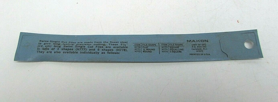 Rare Vintage Maxon Swiss Single Cut File 3 Square H775 NOS New  - Image 3 of 3