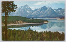 Postcard Jackson Lake and Teton Range Wyoming Geological Landscape