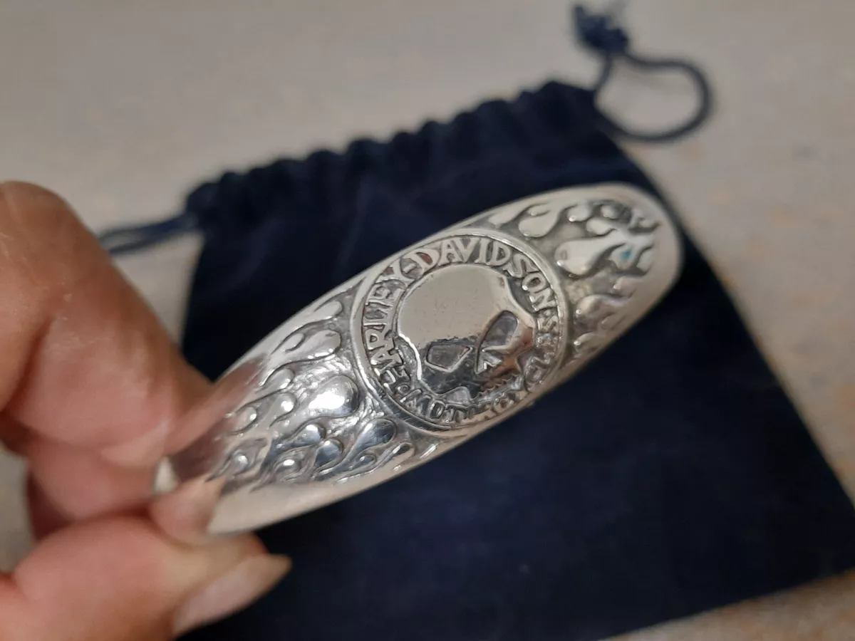 Unisex Willie G. Harley Davidson Cuff Bracelet Sterling Silver