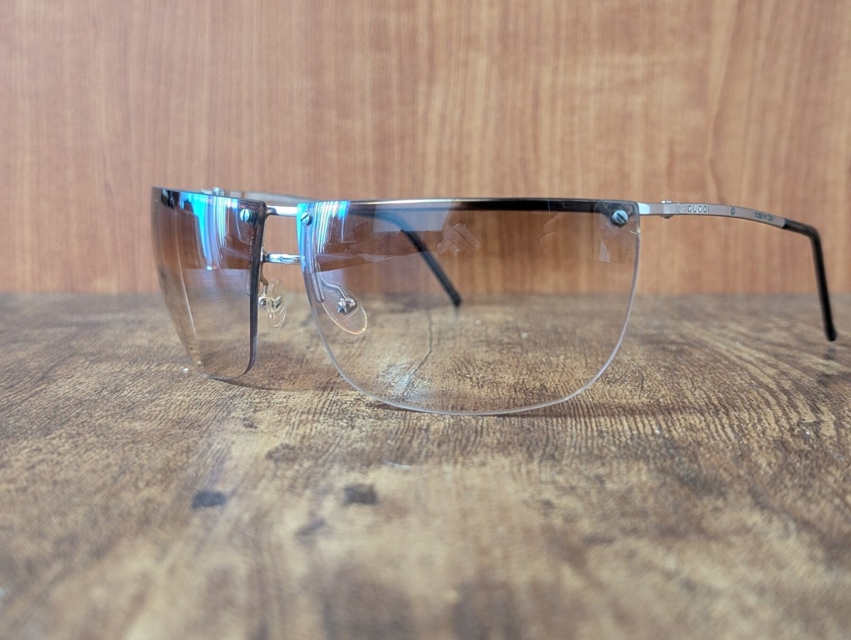 【美品】GUCCI vintage sunglasses 筆記体ロゴ クリア 819528_J1691_1013_001_100_0000