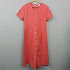 Vintage 90s Sunbelt Light Red Denim Midi Dress Size M Lace Up Western Minimalist