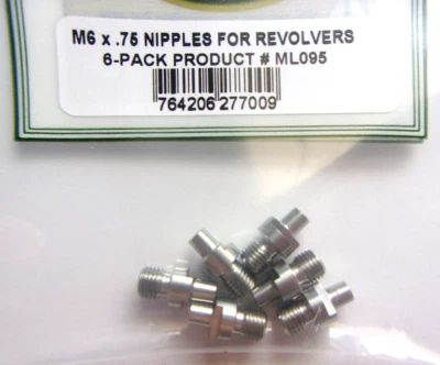 RMC ( FOR PIETTA BRAND REVOLVERS ) 6 Revolver Nipples 6x.75 Fits #10 Caps- For Pietta 1858, 1851, 1860 - Stainless