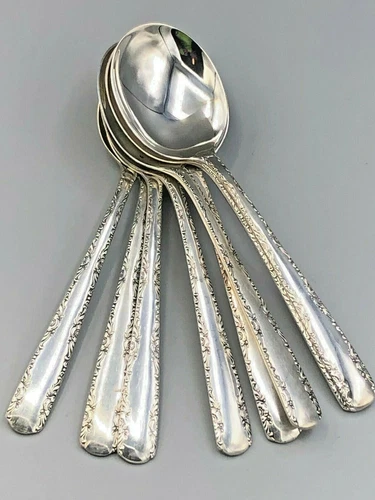Camellia by Gorham Sterling Silver set of 8 Cream or Round Soup Spoon 6.25"