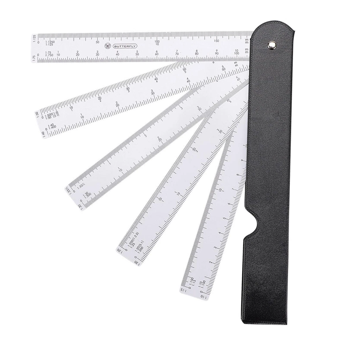 1 Piece Plastic Foldable Metric Architect Engineer Fan Scale Ruler