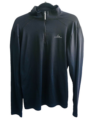 Paradox Mens Med Base Layer Black Long Sleeve Pullover Top Poly Spandex 1/4 Zip