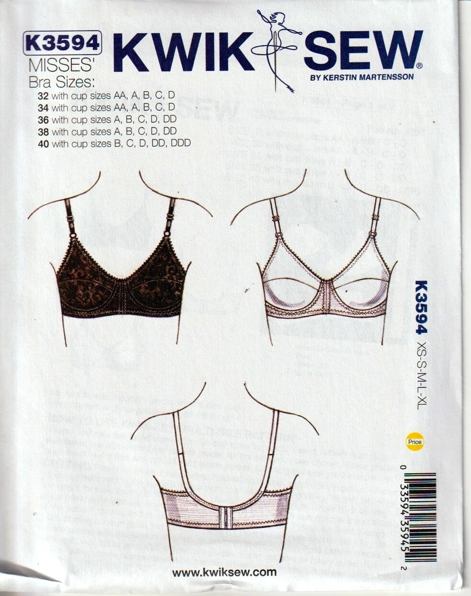 Kwik Sew Pattern Bra, (32 with cup sizes: AA, A, B, C, D