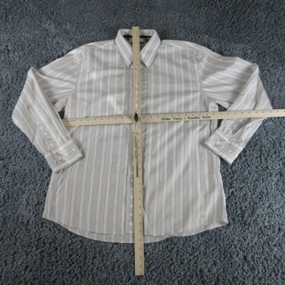 Zagiri Shirt Mens Extra Large White Gray Striped Textured Long Sleeve Button Up - Image 4 of 4