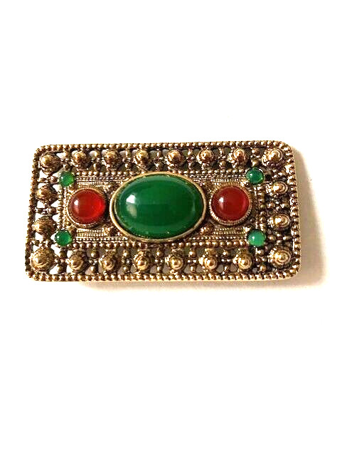 EXCELLENT CUT GRADE Brooch Rectangular Multiple C… - image 1