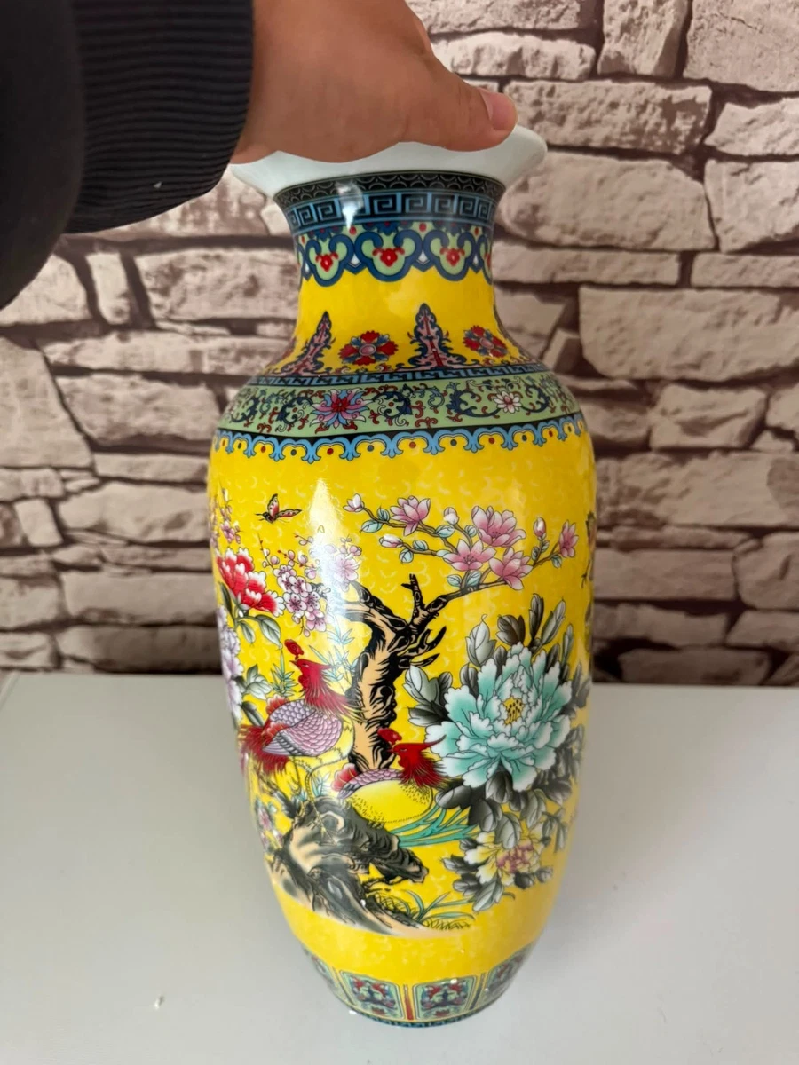 36cm Tall Birds & Trees Patterned Porcelain Flower Vase for Home Décor / Gift