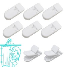 Thumb Shower Curtain Clips, Splash Guard Holders, Bathtub White-8 Pack