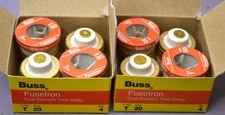 Lot of 8 Bussmann T-20 Fusetron Dual-Element Time Delay Fuse 20A / 125V -- New