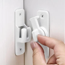 3 Packs White Enhanced Security Flip Latch Lock - Heavy-Duty 90/180 Degree Sl...