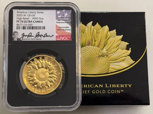 2025-W $100 High Relief Liberty Gold NGC PF70 John Boehner + OGP
