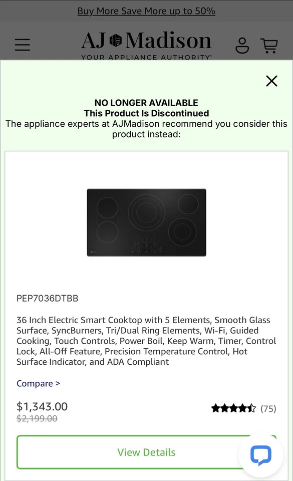 GE Profile JP970SKSS 36 pol. Panela de aço inoxidável Smooth Top - Imagem 3 de 3