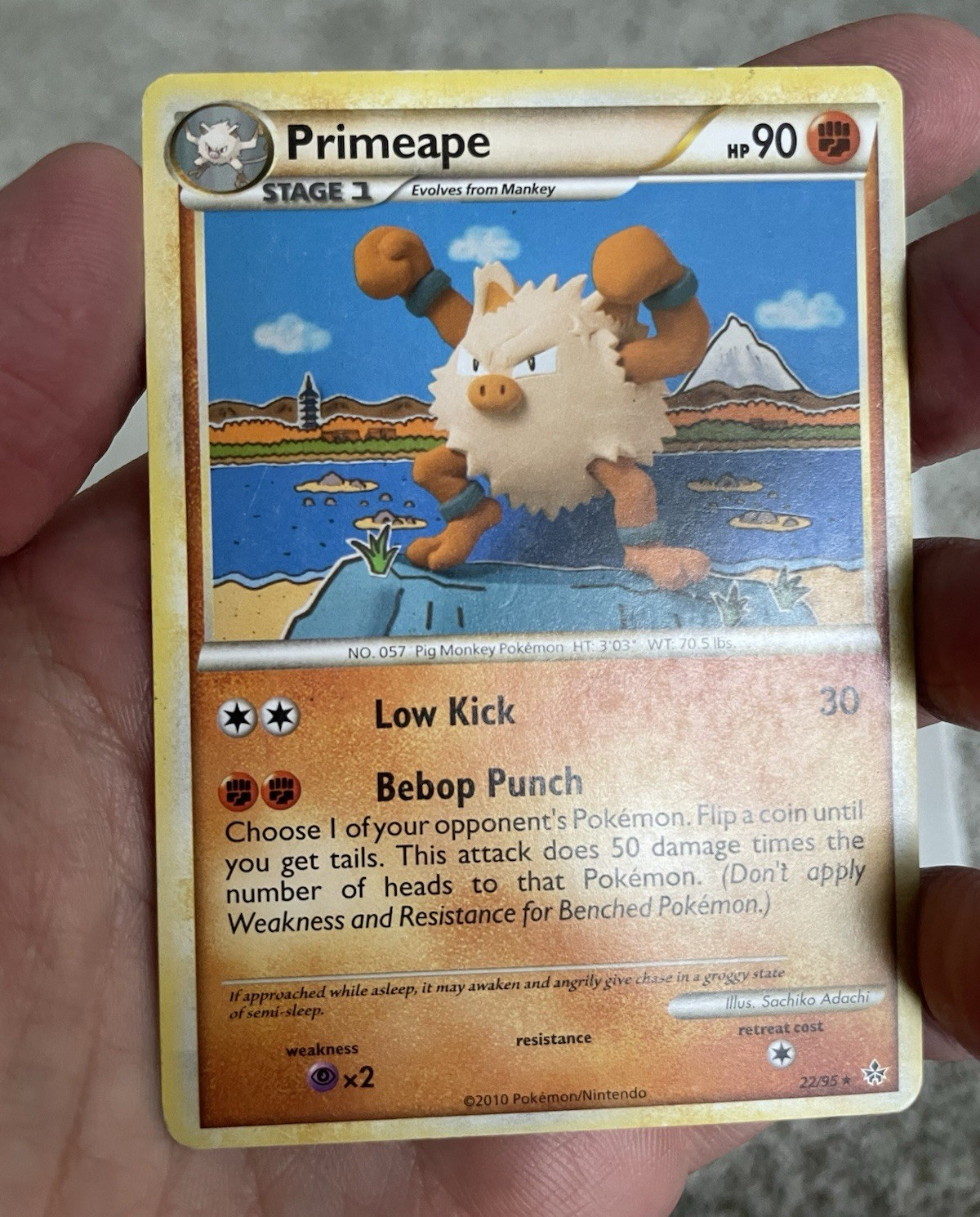 Nintendo Primeape HS Unleashed Eng Rare Reg 22/95 2010 90HP Stage 1