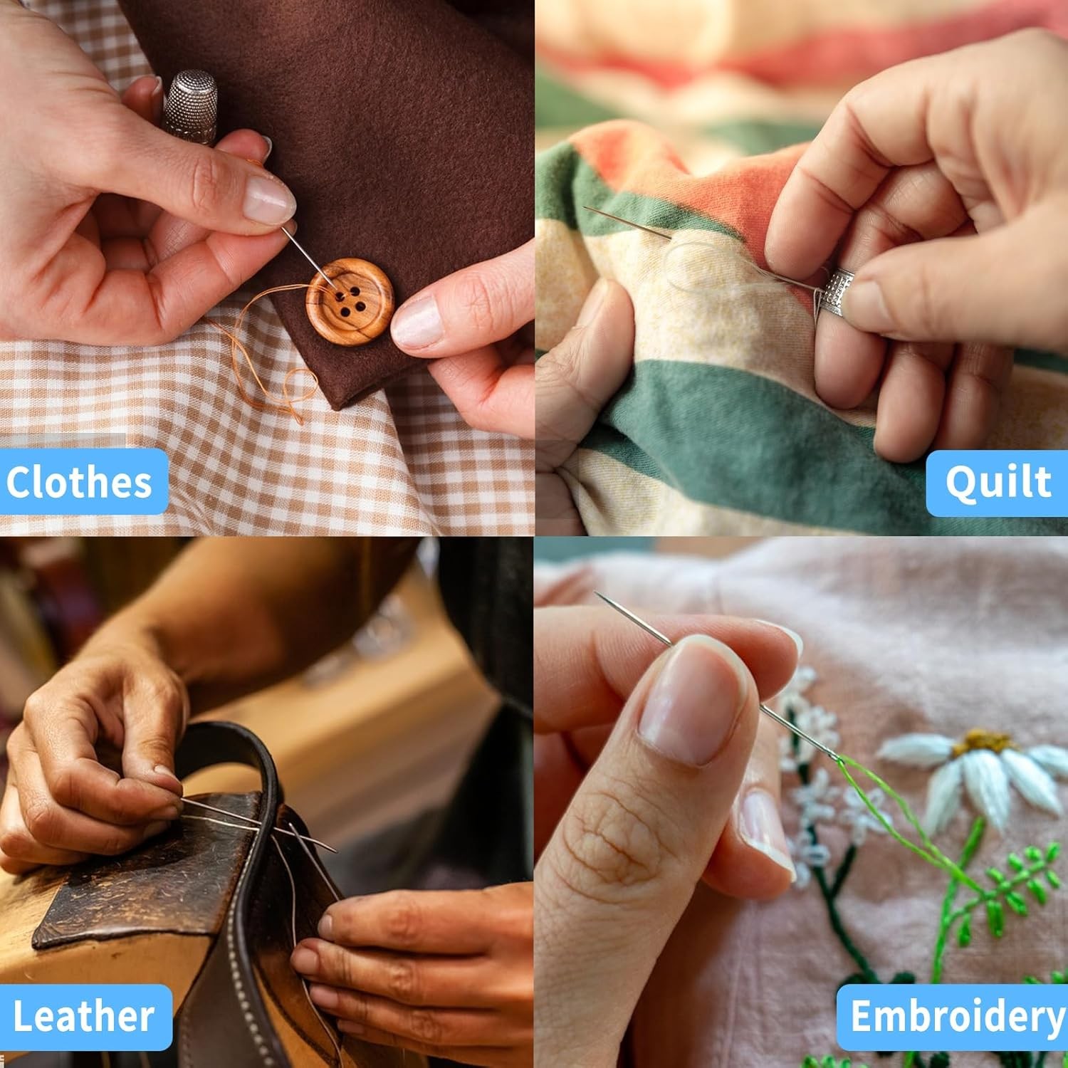 60 PCS Large Eye Sewing Needles Set – 3 Sizes with Threader for Hand Sewing 