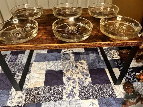 Vintage Clear Federal Glass Starburst Pattern Coasters for Glasses/Cups Lot of 6